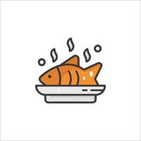 Fish in a bowl icon vector