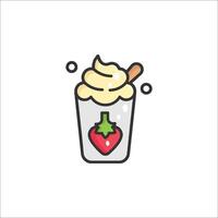 A strawberry milkshake with whipped cream and strawberries vector