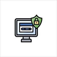 A computer screen with a padlock on it vector