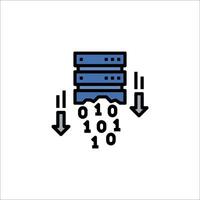 A blue icon of a server with a computer and a computer vector
