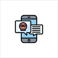 A phone with a skull and speech bubbles vector