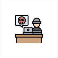 A man sitting at a desk with a skull on the screen vector