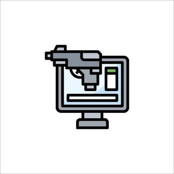 A computer monitor with a gun on it vector