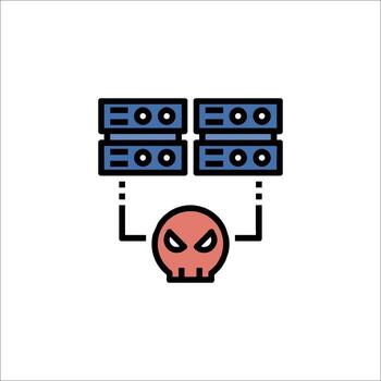 A red skull with a computer on top of it vector