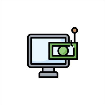 A computer monitor with money on it vector