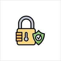 A lock icon with a green check mark vector