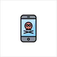 A smartphone with a skull and crossbones on it vector