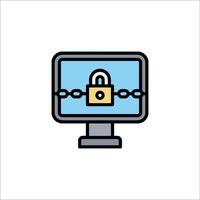 A computer monitor with a padlock icon vector