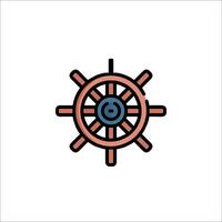 A ship wheel icon in a flat style vector