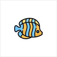 A fish icon with a blue and yellow stripe vector