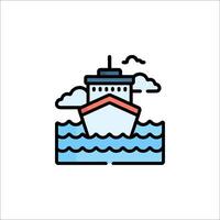 A ship in the ocean icon vector