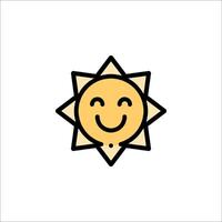 A smiling sun icon on a white background vector
