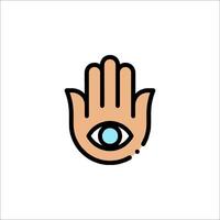 A hand with an eye on it, with a hamsa symbol vector