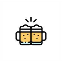 Two mugs of beer with a light shining on them vector