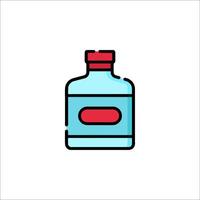 A bottle of liquid with a red cap on it vector