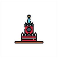 A red tower with a clock on top vector