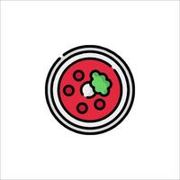 A red and green plate with a vegetable on it vector
