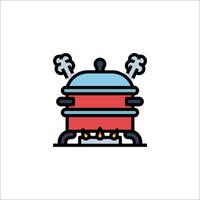 A red and blue pot with two handles on it vector