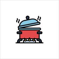 A red pot with a lid on top of it vector