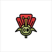 A red flower with a green head and yellow eyes vector
