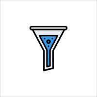 A funnel icon with a blue liquid inside vector