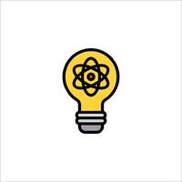 An image of a light bulb with an atom symbol vector