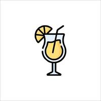 A drink with a slice of lemon and a straw vector