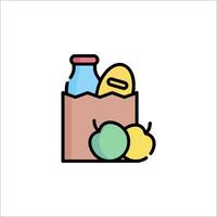 A grocery bag with apples and milk vector