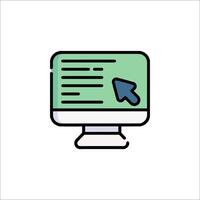 A computer monitor with a mouse pointing at it vector