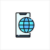 Mobile phone with globe icon illustration vector