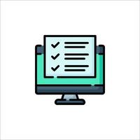 A computer monitor with a check list icon vector