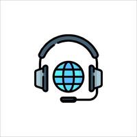 A headset with a globe on it vector