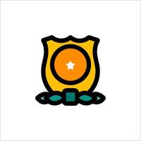 A badge with an orange star on it vector