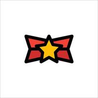 A red star with a yellow bow on it vector