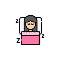 A woman sleeping in bed with a pink blanket vector