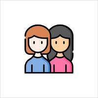 Two people icon in a flat style vector