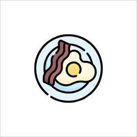A plate with an egg and bacon on it vector