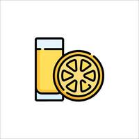 A glass of lemonade and a slice of lemon vector