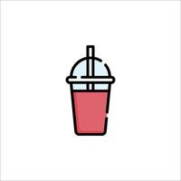 A drink in a cup icon with a straw vector