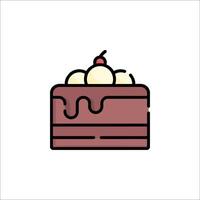 A chocolate cake icon with a cherry on top vector