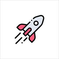 A rocket ship icon in a flat style vector