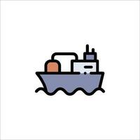 A line drawing of a ship with a cargo container vector