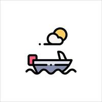 A boat with a sun and clouds on it vector