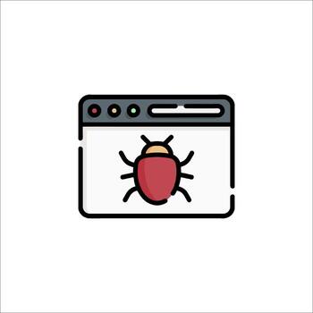 A bug icon on a computer screen vector