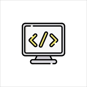 un computadora monitor con código escrito en eso vector