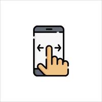 A hand pressing a button on a phone vector