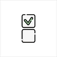 A check box icon with a tick mark vector
