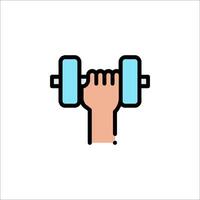 A hand holding a dumbbell icon vector