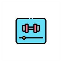 A blue and pink icon of a dumbbell vector