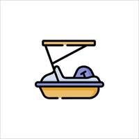 A boat with a person inside it on a white background vector